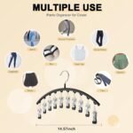 Legging Organizer for Closet, Metal Yoga Pants Hangers 2 Pack w/10 Clips Holds 20 Leggings, Space Saving Hanging Closet Organizer w/Rubber Coated Closet Organizers and Storage, Black - Image 4