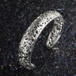 Women Bracelets, Cuff Bracelet Opening Exquisite Craftsmanship Hollow Silver Color Carved Pattern Retro Bangle Jewelry Women Bangle for Banquet - Image 3