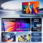 Hisense 55" Class A7 Series 4K UHD Smart Fire TV (55A7NF) - Wide Color Gamut, HDR10+, Dolby Vision, Dolby Atmos, AI Sports Mode, Game Mode, ALLM, Alexa Built in with Voice Remote, Streaming TV, Black - Image 3