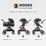 2 in 1 Baby Stroller, Convertible Bassinet Pushchair for Infants and Newborns 0-36 Months - Image 2
