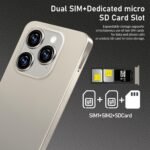 16 PROMAX Unlocked Phone, 8+256GB Smartphone, Android 13.0, Long Battery Life 7000mAh, 6.99“ HD Screen with 128GB Memory Card, Face ID/Dual SIM/5G/Fingerprint Lock/Photos/GPS (Grey) - Image 5