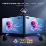 [1000 ANSI & Audio by DBX-TV] Alvar 4K Projector with WiFi 6 and Bluetooth, 30W Speakers, Netflix Certified & DoIby Audio Outdoor Proyector, Auto Focus Native 1080P Smart Projector, Black - Image 2