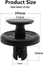 100Pcs Nylon Engine Under Cover Push-Type Retainer Clips Engine Splash Shield Fender Liner Trunk Lid Trim with Bonus Fastener Remover Compatible with Toyota Lexus 90467-07201 - Image 2