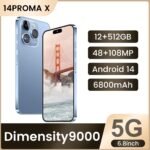 14PROMA X Unlocked Cell Phone, Long Battery Life 6.82" HD Screen Unlocked Phones, 12+512GB Android 14 Smartphone with 128G Memory Card, Dual SIM/Fingerprint Lock/Face ID/GPS (Blue, 12+512) - Image 2