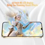 A14ProMax Unlocked Android Smartphone 6GB+256GB, 6.8" HD+ Display, 50MP+24MP Dual Camera, 6800mAh Battery, 5G Dual SIM, 128GB Expandable (Gold) - Image 3