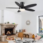 48 Inch Ceiling Fan with Light, Black Flush mount Ceiling Fan with Remote and APP Control, Dimmable and 6 Wind Speed, Modern Low Profile Fan Light for Bedroom, Covered Outdoor - Image 8