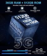 8849 Tank 3 Pro Rugged Smartphone 2024, 23800mAh Rugged Projector Phone 97dB Loud Speaker, 36GB+512GB Dual Sim 5G Android 14 Unlocked Mobile Cell Phones 6.79" Big Screen, Camping Light/2TB Expand/OTG - Image 4