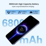 A15 Pro Max Android Phone,8GB+256GB Memory Cell Phone,Android 14.0 Unlocked Smartphone,6800 mAh Battey,6.82-inch HD Screen,Dual SIM, Dual Standby,108MP+48MP Camera, 5G Phone-Deep Blue - Image 3