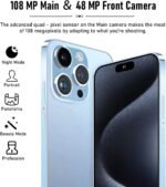 A15 Pro Max Unlocked Cell Phones, 8+256GB Storage Phone, Android 14.0 Smartphone, Support Dual SIM Dual Standby | Face Recognition | 6.8" HD Display | 6800mAh Ultra Long Life Battery-Blue - Image 3