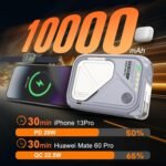 2025 Latest P05 Magnetic Power Bank With Wall Plug, Portable Wireless Chargers, Magnetic Battery Pack 10000mAh Travel Essentials BuiltIn Cable Fast Charging for iPhone 16/15/14/Pro Max Andriod - Image 4