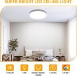 4pack 9 Inch Flush Mount LED Ceiling Light Fixture,18W 1800LM Super Slim Light Fixtures Ceiling Mount 3000K/4000K/5000K 3CCT Selectable,Ceiling Light Fixtures for Kitchen,Bedroom (White) - Image 4