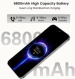 A15 Pro Max Unlocked Phones,Android 14.0 Smartphone,8+256GB Cell Phone,Support Dual SIM Dual Standby Face Recognition 6800mAh Ultra Long Life Battery-Black - Image 3