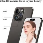 A15 Pro Max Unlocked Phones,Android 14.0 Smartphone,8+256GB Cell Phone,Support Dual SIM Dual Standby Face Recognition 6800mAh Ultra Long Life Battery-Black - Image 4