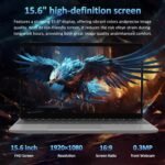 15.6" Laptop Computer, 16GB RAM, 1TB NVMe, 4C4T N95 Up to 3.4GHz, FHD Display, Backlit Keyboard, Fingerprint Reader, Big 8000mAh Battery, Win11 Pro, Upgradable to 10TB Storage, Silver, T152A - Image 3