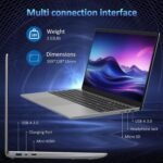 15.6" Laptop Computer, 16GB RAM, 1TB NVMe, 4C4T N95 Up to 3.4GHz, FHD Display, Backlit Keyboard, Fingerprint Reader, Big 8000mAh Battery, Win11 Pro, Upgradable to 10TB Storage, Silver, T152A - Image 5
