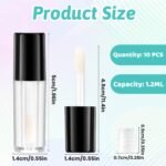 10 Pcs Empty Lip Gloss Tubes with Wand, Clear Plastic Lip Gloss Container 1.2 ml Mini Refillable Cosmetic Containers Bottles Lips Balm Bottle for Lipstick Samples DIY Makeup Lipgloss Making Kit - Image 3