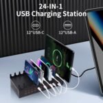 300W Charging Station for Multiple Devices - 24 Ports USB Fast Charging Station with Smart Power Delivery - Kindle, Phone, Tablet Charger Station for Home, Office, School - Image 2