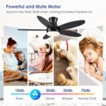 48 Inch Ceiling Fan with Light, Black Flush mount Ceiling Fan with Remote and APP Control, Dimmable and 6 Wind Speed, Modern Low Profile Fan Light for Bedroom, Covered Outdoor - Image 2