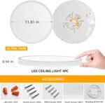 4pack 12 inch Flush Mount LED Ceiling Light Fixture,24W 2400LM Super Slim Light Fixtures Ceiling Mount 3000K/4000K/5000K 3CCT Selectable,Ceiling Light Fixtures for Kitchen,Bedroom(White) - Image 2