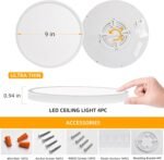 4pack 9 Inch Flush Mount LED Ceiling Light Fixture,18W 1800LM Super Slim Light Fixtures Ceiling Mount 3000K/4000K/5000K 3CCT Selectable,Ceiling Light Fixtures for Kitchen,Bedroom (White) - Image 2
