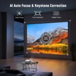 [Auto Foucs] Smart Projector with WiFi and Bluetooth, VISSPL 4K Supported Video Projector, Auto Keystone, Home Theater Movie Phone Projector Compatible with Android/iOS/Windows/TV Stick/HDMI/USB - Image 2