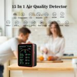 air Quality Monitor Indoor, 15-in-1 Smart Air Quality Tester with PM, CO2, CO, TVOC, HCHO, PM, AQI, Temperature & Humidity, Timer, Real Time Display, Battery Powered, for Home & Office - Image 2
