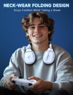2.4GHz Wireless Gaming Headsets for PS5, PS4, PC, Switch - Bluetooth 5.3 Gaming Headphones with Noise Canceling Mic, 7.1 Surround Sound, 70H Battery, Blue Lighting - White - Image 3