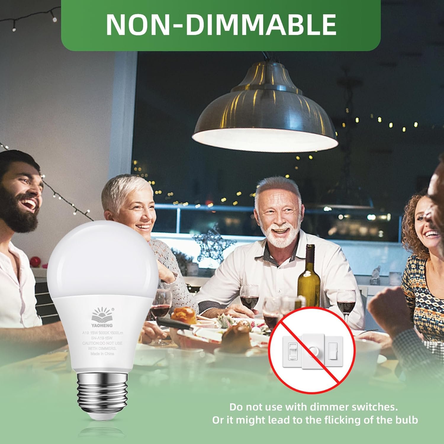 A19 LED Light Bulb, 100 Watt Equivalent LED Bulbs, 5000K Daylight White, 1500 Lumens, Standard E26 Base, Non-Dimmable 15W Super Bright Light Bulbs for Home, Office Lamp, ETL Listed(4-Pack) - Image 4