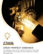 4 Pack LED Edison Bulbs, 4W Edison Light Bulbs, Antique LED Filament Bulbs 40W Equivalent, E26 Base, T45 LED Bulb with Clear Glass, Warm White 2700K, Non Dimmable, Great for Home, Bedroom, Office - Image 5