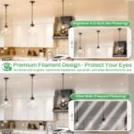 6-Pack Dimmable E26 LED Edison Bulbs 60 Watt Equivalent, 6W A15 2700K Warm White 600LM Vintage LED Light Bulbs for Ceiling Fan, Appliance, Filament Clear Refrigerator Light Bulbs - Image 6