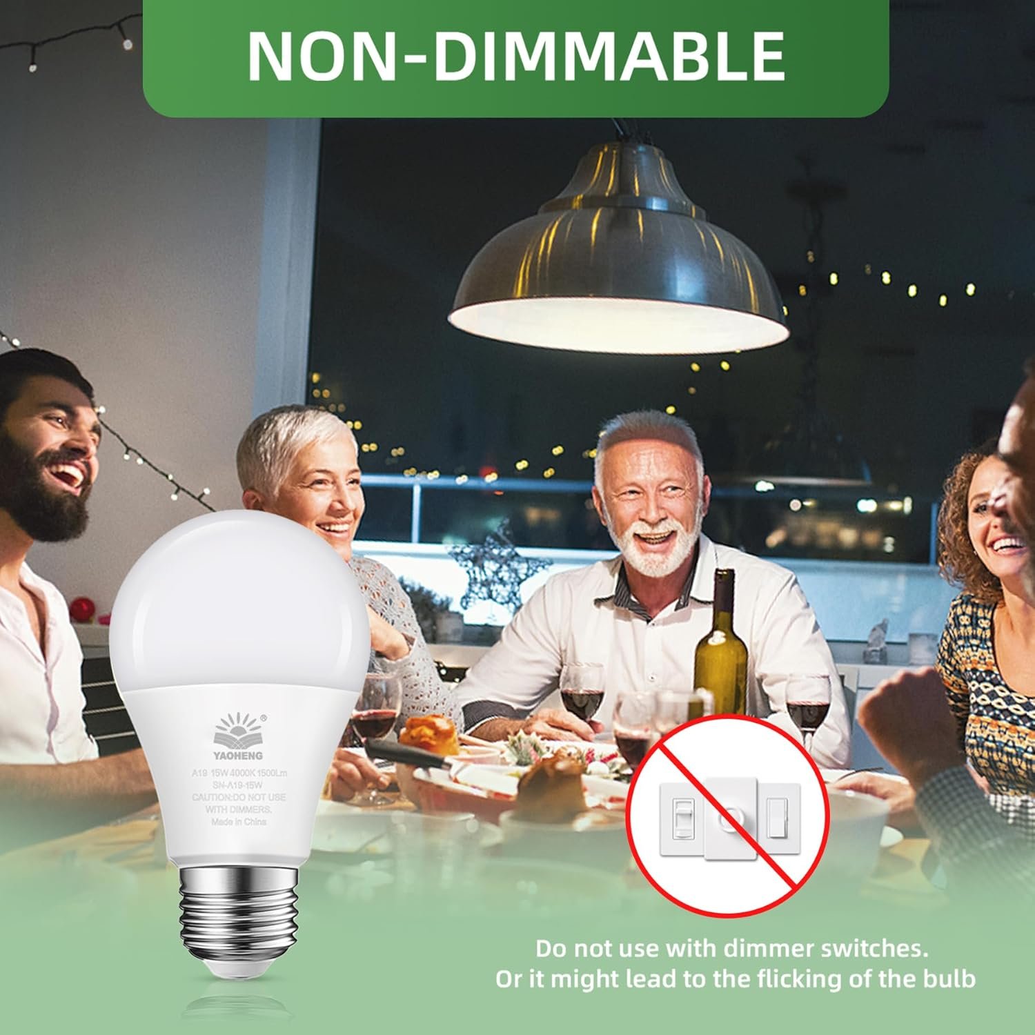 A19 LED Light Bulb, 100 Watt Equivalent LED Bulbs, 4000K Neutral White, 1500 Lumens, Standard E26 Base, Non-Dimmable, 15W Super Bright Light Bulbs for Home, Office Lamp, ETL Listed(4-Pack) - Image 4