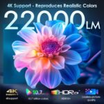 [Electric Focus] 4K Support Projector with WiFi6 and Bluetooth 5.3, 22000L for Outside Video Movie Use, OWNKNEW Outdoor Gaming Proyector, Auto Keystone Correction - Image 5