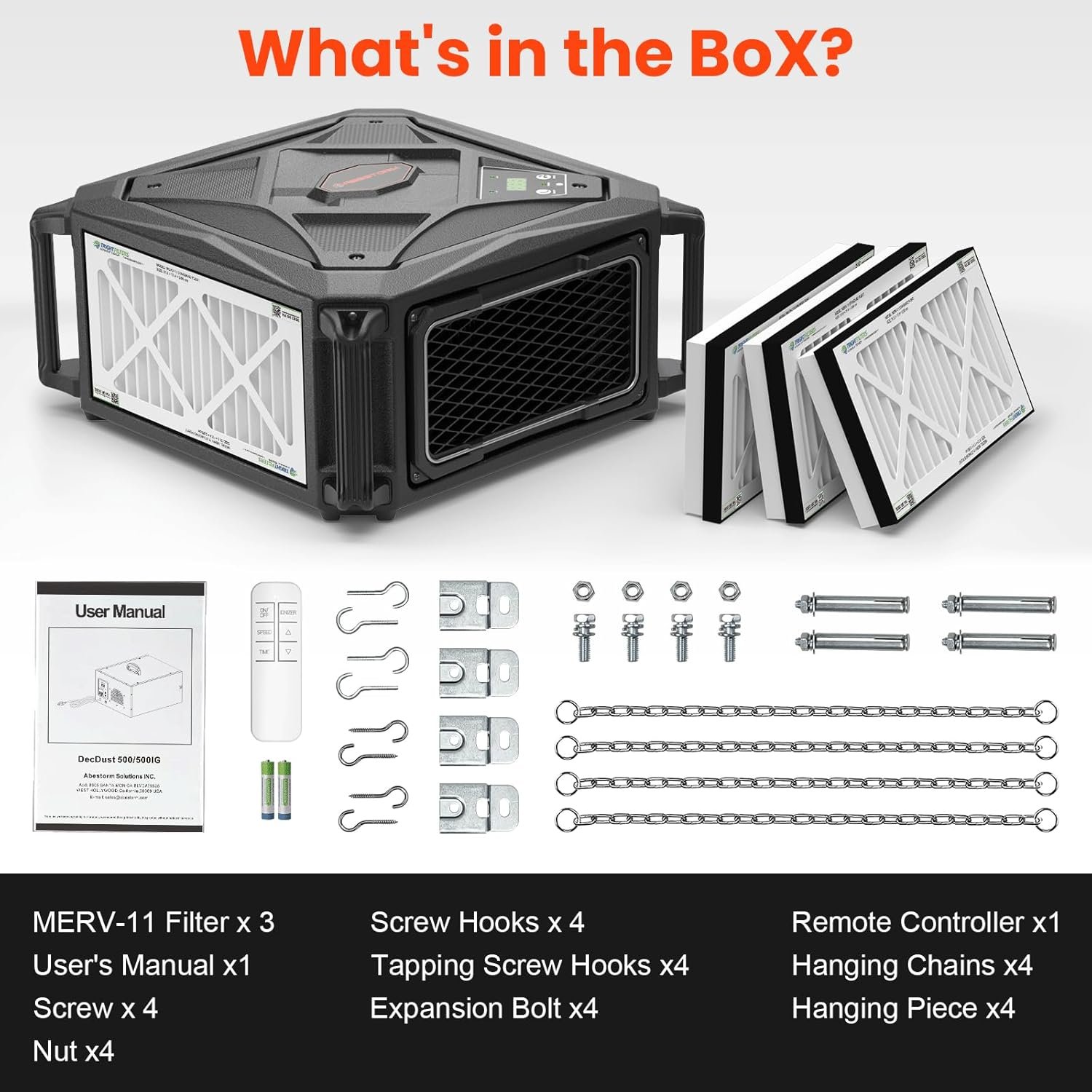Abestorm Air Filtration System with 3-side Air Intake, High Airflow Workshop Dust Collector with Remote Control, Ideal for Woodworking Shops and Home Studios, Timer, and 2-speed Adjustment - Image 7