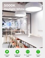 300 Watt Equivalent LED Light Bulb, Super Bright 4060LM Bulbs, A23 Daylight 5000K E26 33W Energy Saving LED Bulb for Garage,Warehouse,Workshop,Supermarket, Backyard, Non-Dimmable, 2-Pack - Image 4