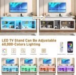71" LED TV Stand with Power Outlet,60-Colors LED Lights For 65 70 80 in TV,High Gloss Gaming Entertainment Center w/Adjustable Shelves,White TV Console with Modern Design for Living Room Bedroom - Image 3