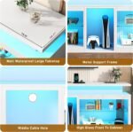 71" LED TV Stand with Power Outlet,60-Colors LED Lights For 65 70 80 in TV,High Gloss Gaming Entertainment Center w/Adjustable Shelves,White TV Console with Modern Design for Living Room Bedroom - Image 4