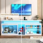 71" LED TV Stand with Power Outlet,60-Colors LED Lights For 65 70 80 in TV,High Gloss Gaming Entertainment Center w/Adjustable Shelves,White TV Console with Modern Design for Living Room Bedroom - Image 6