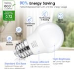 A15 LED Light Bulb, 60 Watt Equivalent LED Bulbs, Daylight White 5000K, 600LM, E26 Base, Non-Dimmable, 6W Bright White, 6-Pack - Image 5