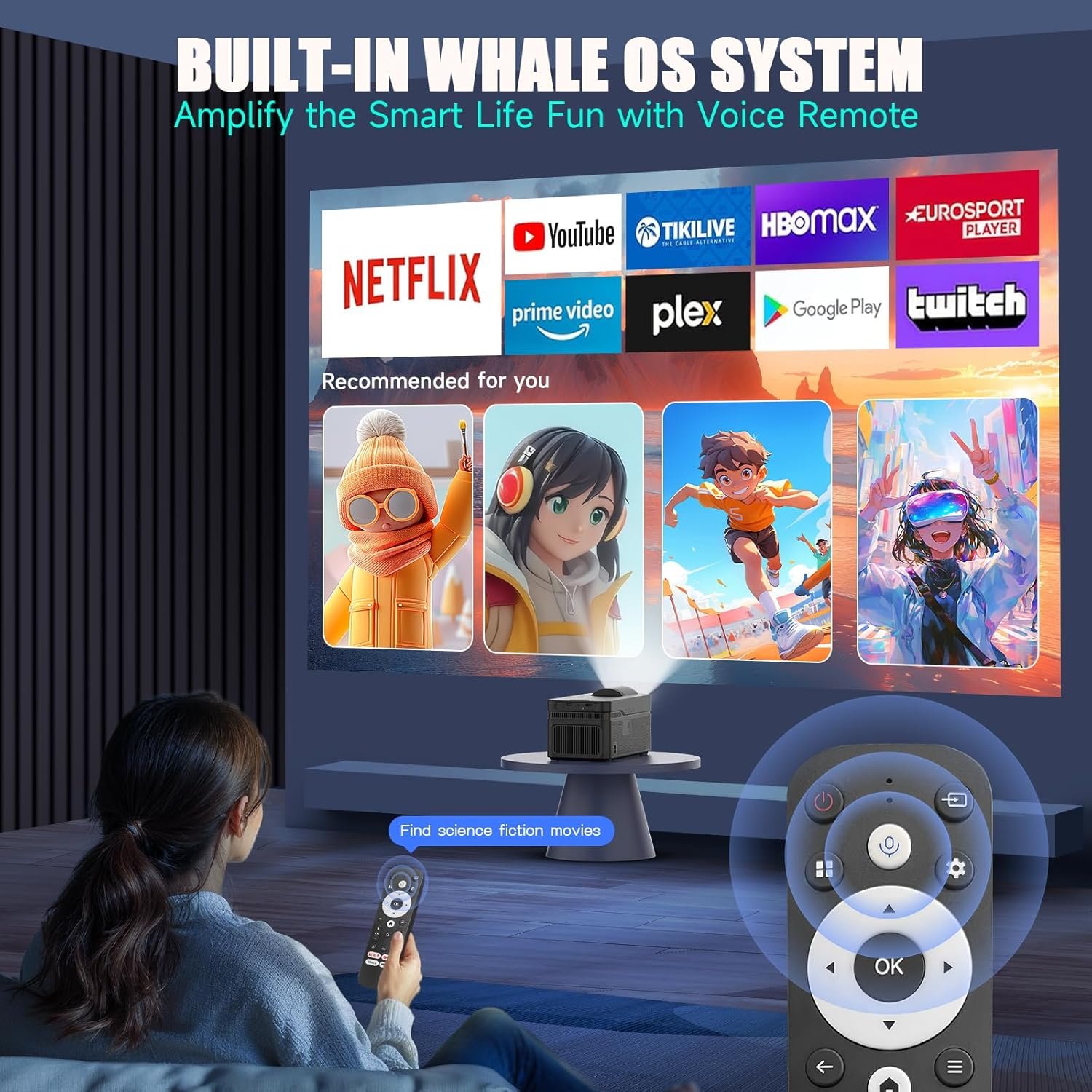 [Electric Focus] Smart Projector 4K Support 700 ANSI, Mini Projector with Wifi and Bluetooth, Ultra Short Throw, Built-in Android 13, Auto Correction Proyector for Home Theater/Outdoor HY450NTV - Image 3