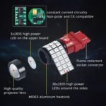 Alla Lighting T25 3156 3157 LED Turn Signal, Back-up Reverse, Brake Tail Lights, Super Bright 2835-SMDs (Red) - Image 3