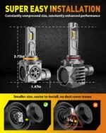 9005/HB3 LED Bulbs, 50,000LM 10X Super Brighter, 1:1 Halogen Size, 6500K Cool White, 70000Hrs Long Service Life with Cooling Fan, Plug and Play Light Kit, Pack of 2 - Image 4