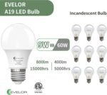 6-Pack A19 LED Light Bulbs,60 Watt Equivalent Daylight 5000K with E26 Base,Efficient 9W,800 Lumens Non-Dimmable LED Bulbs,15000 Hours, Ideal for Bedroom Living Room - Image 3