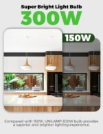 300 Watt Equivalent LED Light Bulb, Super Bright 4060LM Bulbs, A23 Daylight 5000K E26 33W Energy Saving LED Bulb for Garage,Warehouse,Workshop,Supermarket, Backyard, Non-Dimmable, 2-Pack - Image 2