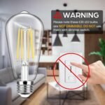 4-Pack Vintage E26 LED Edison Bulbs 100W Equivalent 1400LM High Brightness 8W ST58 LED Filament Light Bulbs 5000K Daylight White Medium Base CRI90+ Antique Clear Glass for Home Kitchen, Non-dimmable - Image 2
