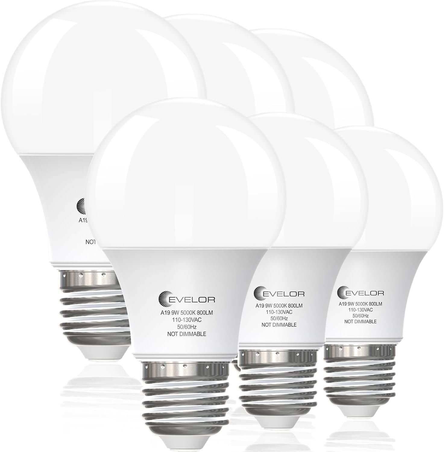 6-Pack A19 LED Light Bulbs,60 Watt Equivalent Daylight 5000K with E26 Base,Efficient 9W,800 Lumens Non-Dimmable LED Bulbs,15000 Hours, Ideal for Bedroom Living Room 6-Pack A19 LED Light Bulbs,60 Watt Equivalent Daylight 5000K with E26 Base,Efficient 9W,800 Lumens Non-Dimmable LED Bulbs,15000 Hours, Ideal for Bedroom Living Room