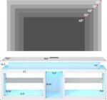 71" LED TV Stand with Power Outlet,60-Colors LED Lights For 65 70 80 in TV,High Gloss Gaming Entertainment Center w/Adjustable Shelves,White TV Console with Modern Design for Living Room Bedroom - Image 2