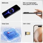 A15 Promax Unlocked 5G Cellphone 2024 Android 13 Phones with 6.8" FHD Screen Smartphones 48MP+108MP 6800 mAh|Dual SIM|Face ID Snapdragon 8cen2 Android Phone(Black) - Image 2