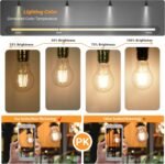 A19 E26 Base Dimmable Edison LED Bulb, 4W(40 Watt Equivalent) Stepless Dimming Light Bulbs 400lm, 3000K Soft Warm White, Vintage Clear Glass LED Filament Bulb for Home, Wall Sconce, Chandelier, 6 Pack - Image 2