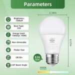 A19 LED Light Bulb, 100 Watt Equivalent LED Bulbs, 4000K Neutral White, 1500 Lumens, Standard E26 Base, Non-Dimmable, 15W Super Bright Light Bulbs for Home, Office Lamp, ETL Listed(4-Pack) - Image 2