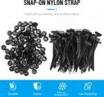 100PCS Nylon Universal Cable Tie Buckle, Heavy Duty Self-Locking Zip Ties with Pin & Button Design - UV Resistant Black Fasteners for Car Auto Repair & Daily Fixing - Image 2